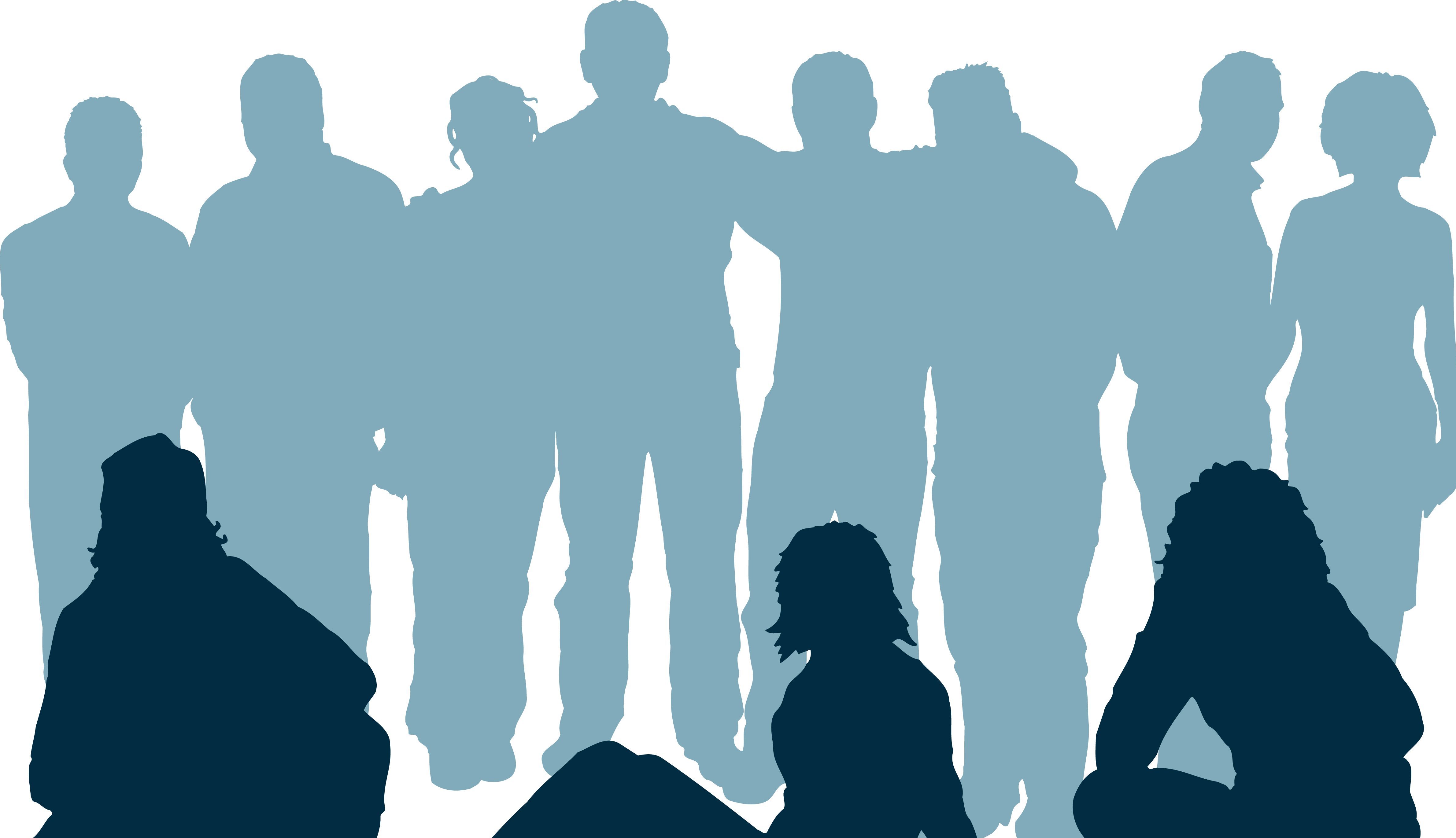 silhouettes of a group of people 