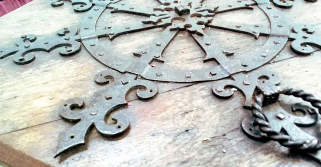 wooden lid of the font